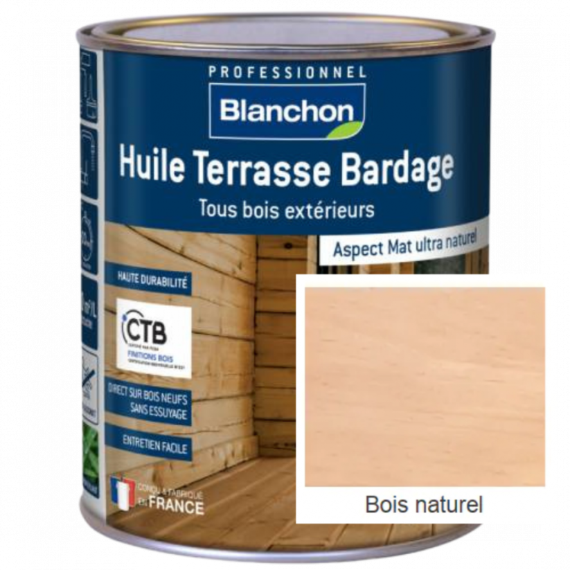 HUILE TERRASSE BARDAGE, 1 litr - Barva: HTB - přírodní dřevo